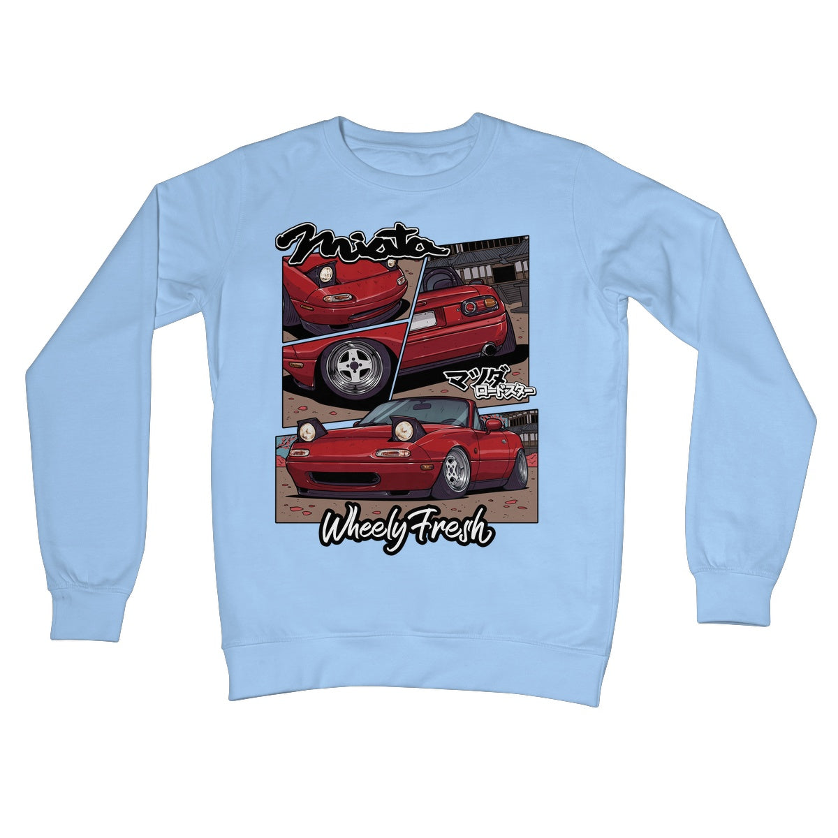 Miata rotes Sweatshirt im Comic-Stil