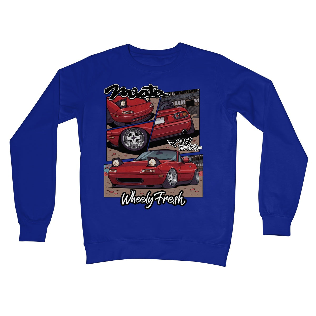 Miata rotes Sweatshirt im Comic-Stil