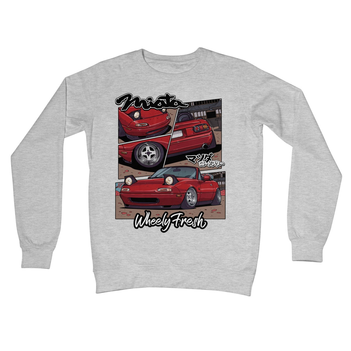 Miata rotes Sweatshirt im Comic-Stil