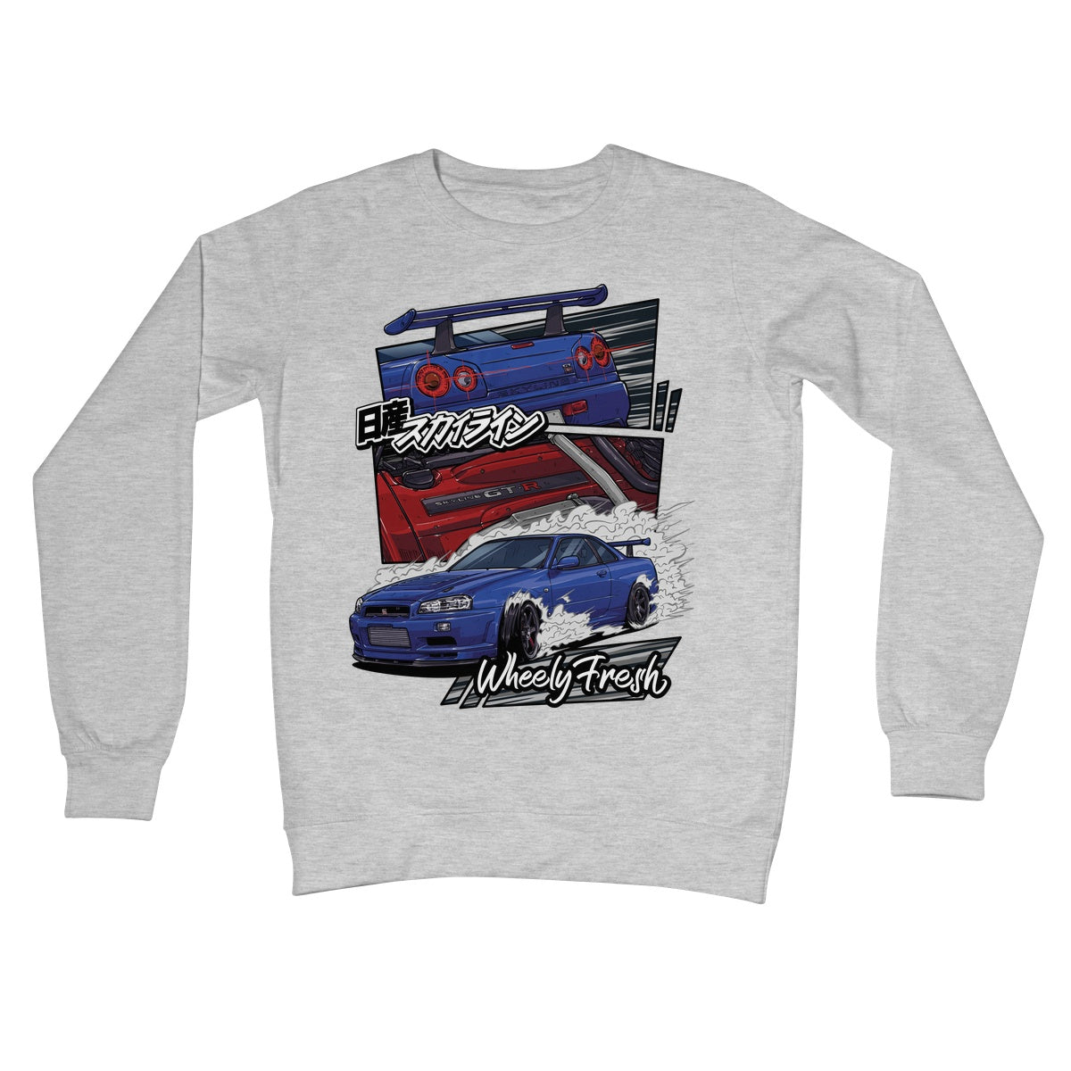 Nissan Skyline R34 GTR Sweatshirt im Comic-Stil