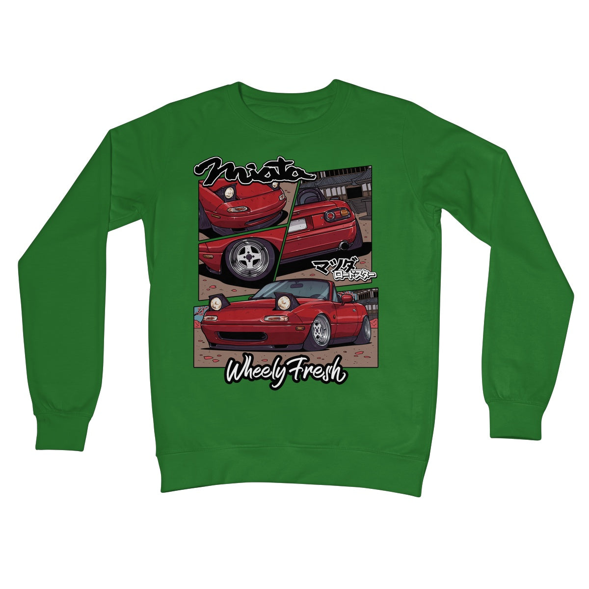 Miata rotes Sweatshirt im Comic-Stil