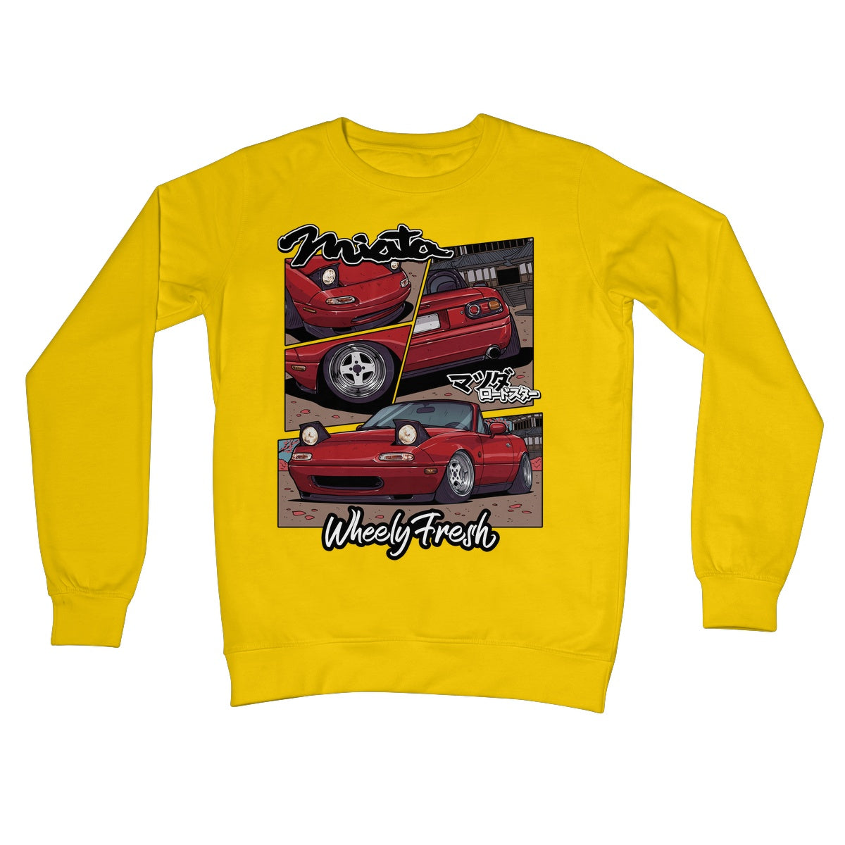 Miata rotes Sweatshirt im Comic-Stil