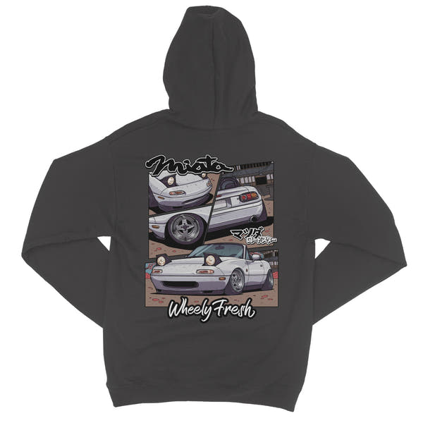 Miata White Comic Style Hoodie